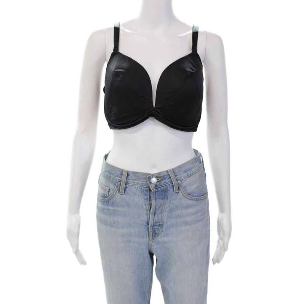 Panache Womens Removable Strap Satin Underwired Bra Solid Black Size 34FF